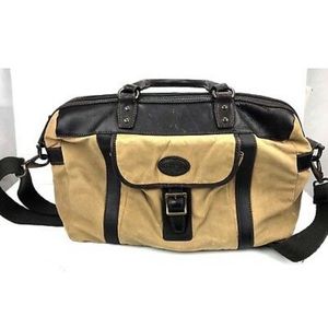 Fossil Leather Canvas Messenger Laptop Bag